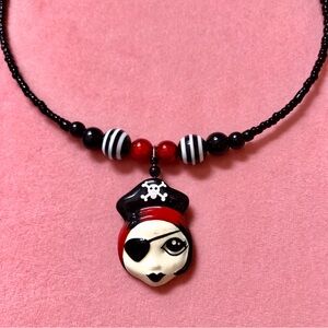Retro Y2K Wire Beaded Pirate Grrrl Choker Goth Punk Piratecore Necklace